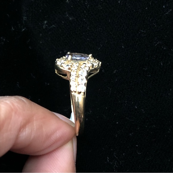 Iolite, white topaz ring with diamond accents - Picture 5 of 7